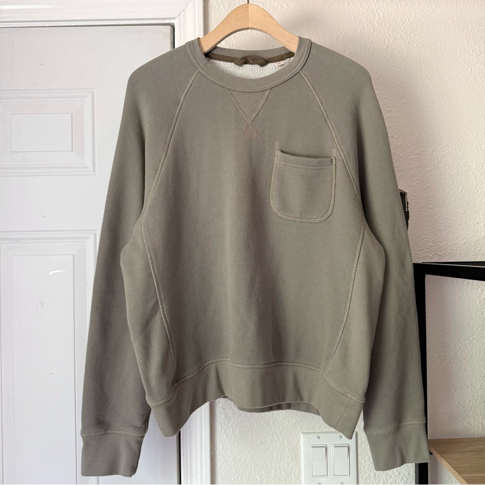 FIELDWORTH grey cotton terry knit crew neck raglan‎ boxy pullover sweater